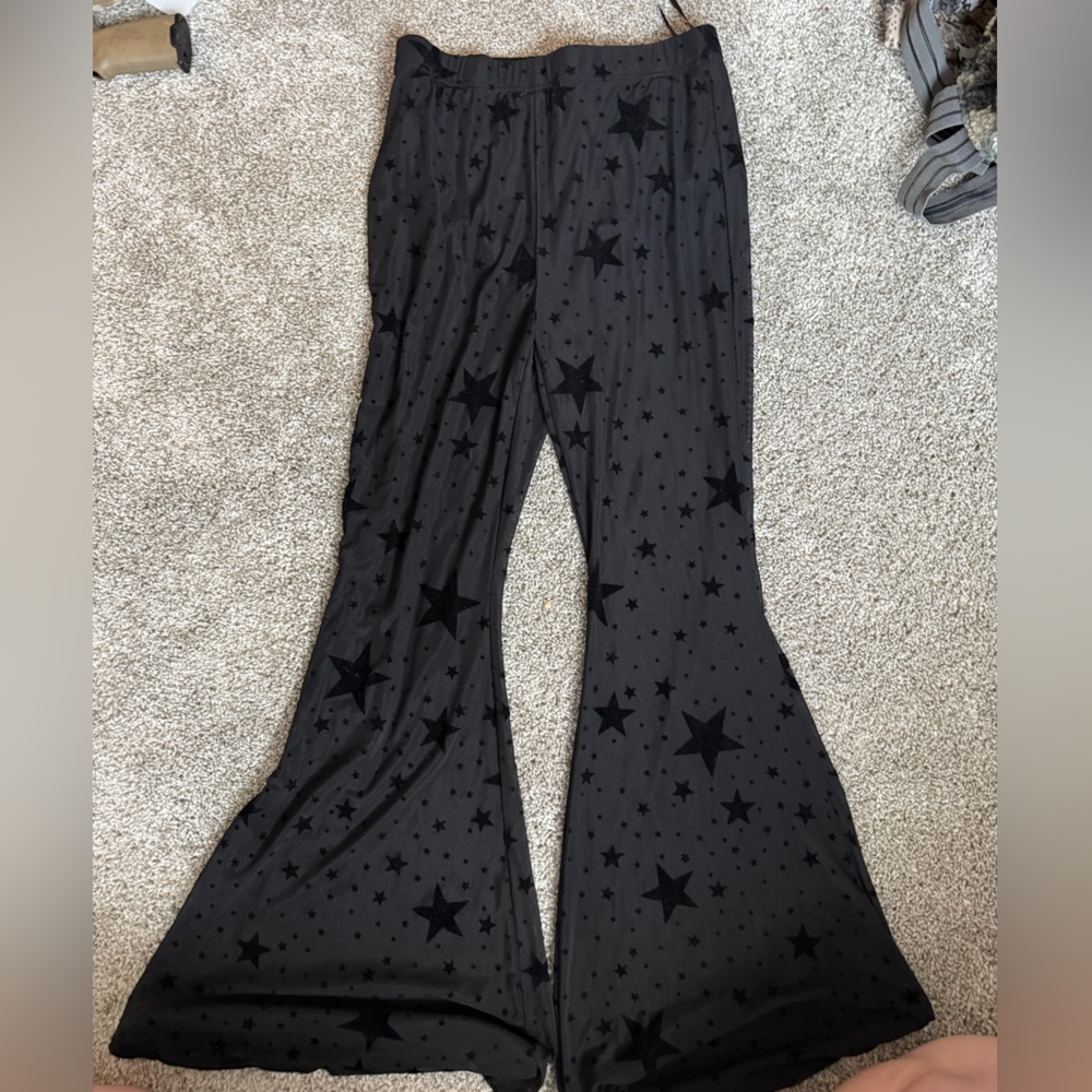 Black Star Pattern Wide Leg Pants